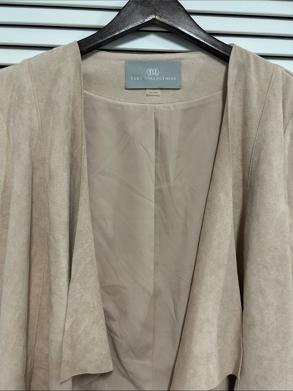 Women's Taupe Suede Look Open Front Jacket - Picture 2 of 4